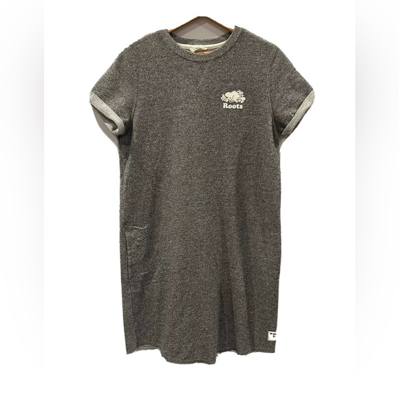 Roots Canada Womens small Light Heather Gray terry cloth Sweatshirt Dress - Picture 1 of 5